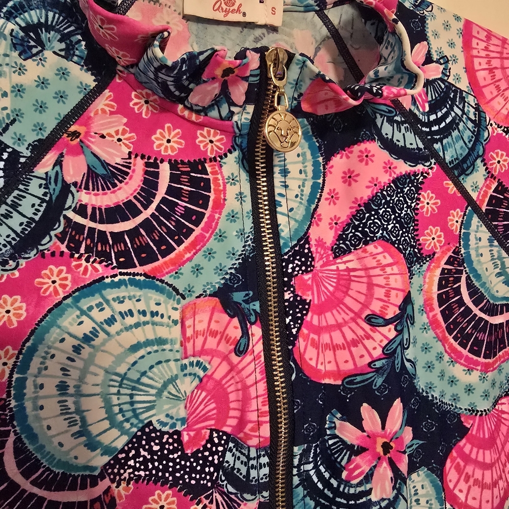 Aryeh Pink and Blue Full Zip Jacket Size Small UPF 50+ - Picture 7 of 7